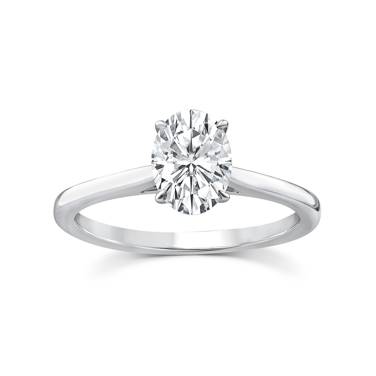 9ct White Gold 1.10ct EVVS2 Certified Lab-Grown Diamond Oval 4-Claw Ring