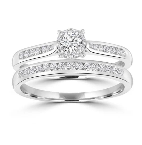 9ct White Gold Diamond Bridal Ring Set