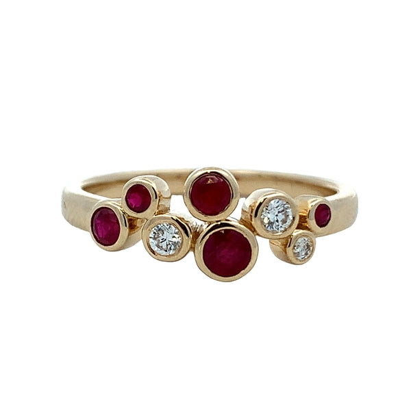 9YG Diamond & Ruby Ring - N 5RU=0.36ct 3RB=0.16ct