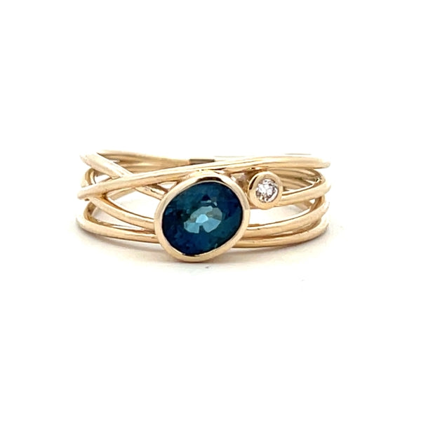 9ct Yellow Gold Natural Sapphire 1.16ct and Diamond Ring