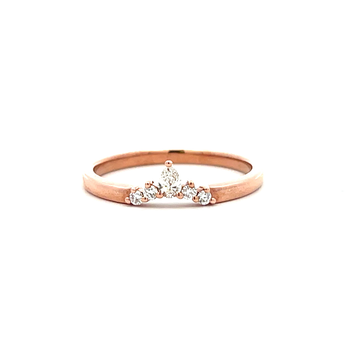 9ct Rose Gold Marquise & RB Diamond Set Eternity Ring 7=0.05ct