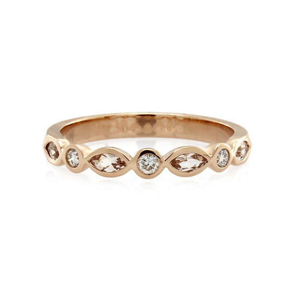 9ct Rose Gold Marquise & RB LG Diamond Ring TDW 0.36ct