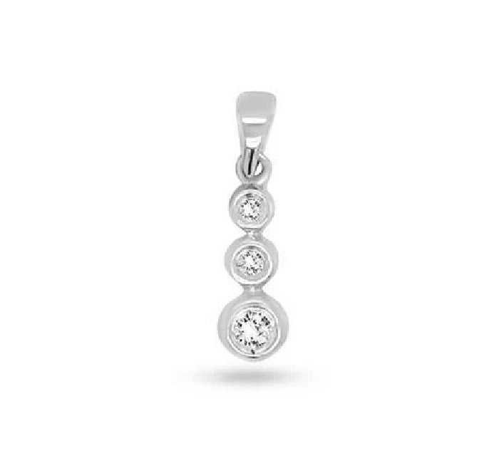 9ct White Gold Graduated Diamond Drop Pendant