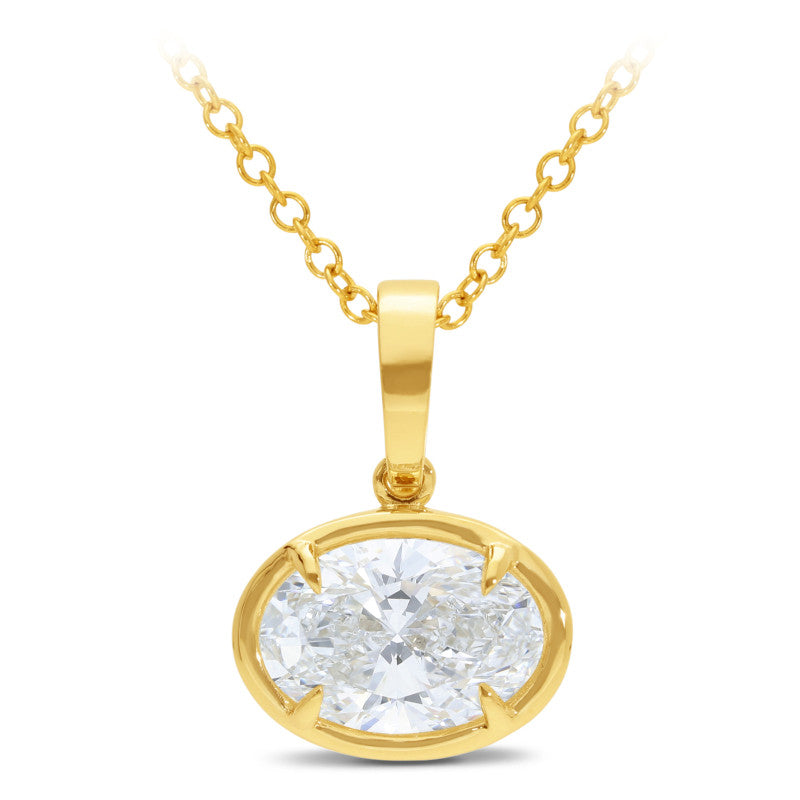 9ct Yellow Gold 2.5ct Lab Grown Diamond East-West Pendant