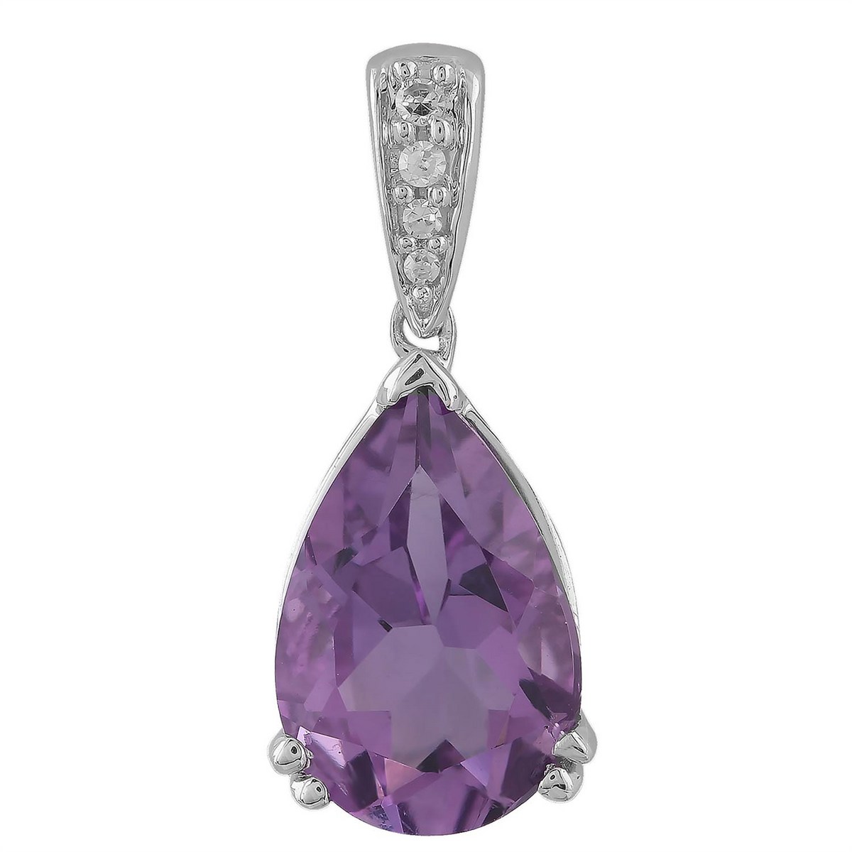 9ct White Gold 0.02 ct Dia Amethyst Pt