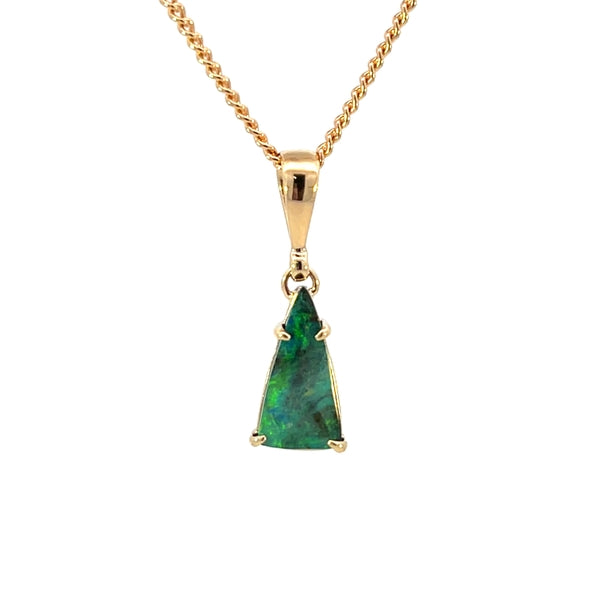 9ct Yellow Gold Queensland Solid Boulder Opal Pendant