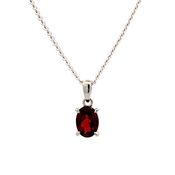 9ct White Gold Oval Garnet Pendant 0.96ct