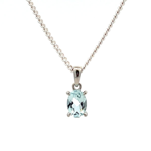 9ct White Gold Oval Aquamarine Pendant 0.69ct