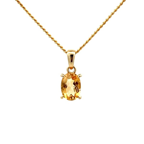 9ct Yellow Gold Oval Citrine Pendant 0.74ct