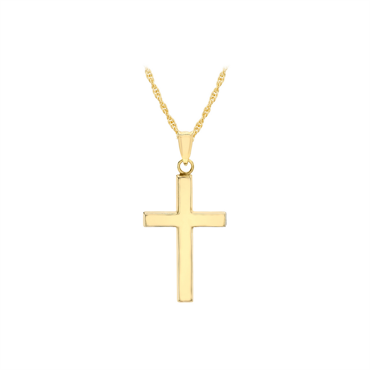 9ct Yellow Gold Cross Pendant and Chain 46cm