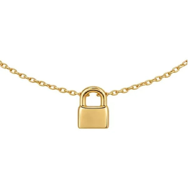 9ct Yellow Gold Padlock Fine Necklace 45cm