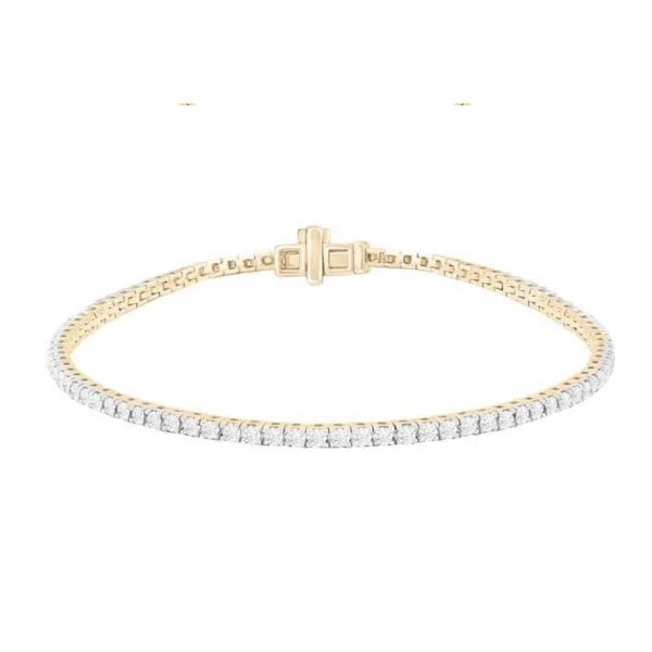 9ct Yellow Gold 2.00ct Diamond Tennis Bracelet 18.5cm