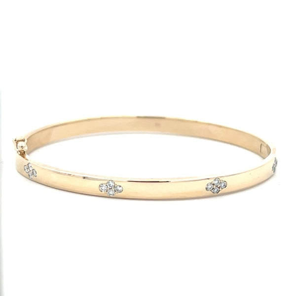 9ct Yellow Gold Diamond Set Hinged Bangle – 5mm Wide TDW 0.41ct FSI