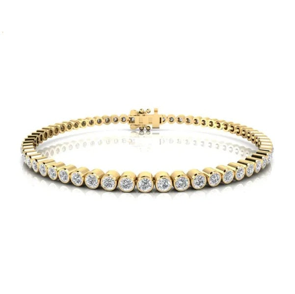 9ct Yellow Gold 3.00ct FVS LG Diamond Bezel Bracelet 18cm