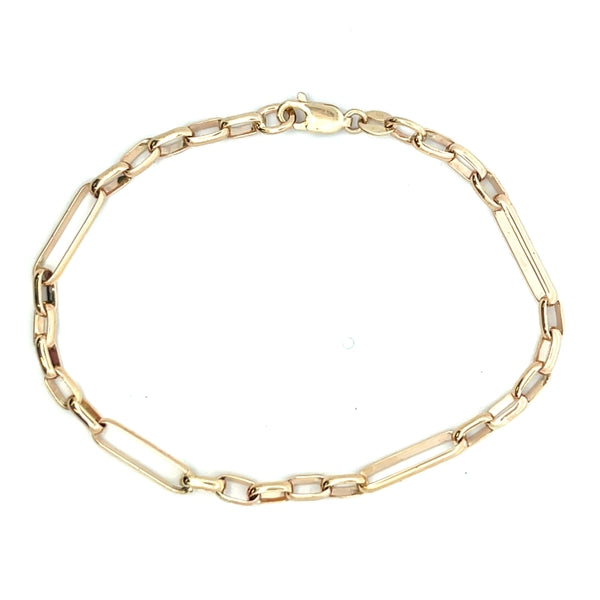 9ct Yellow Gold Paperclip and Oval Belcher Bracelet 19cm