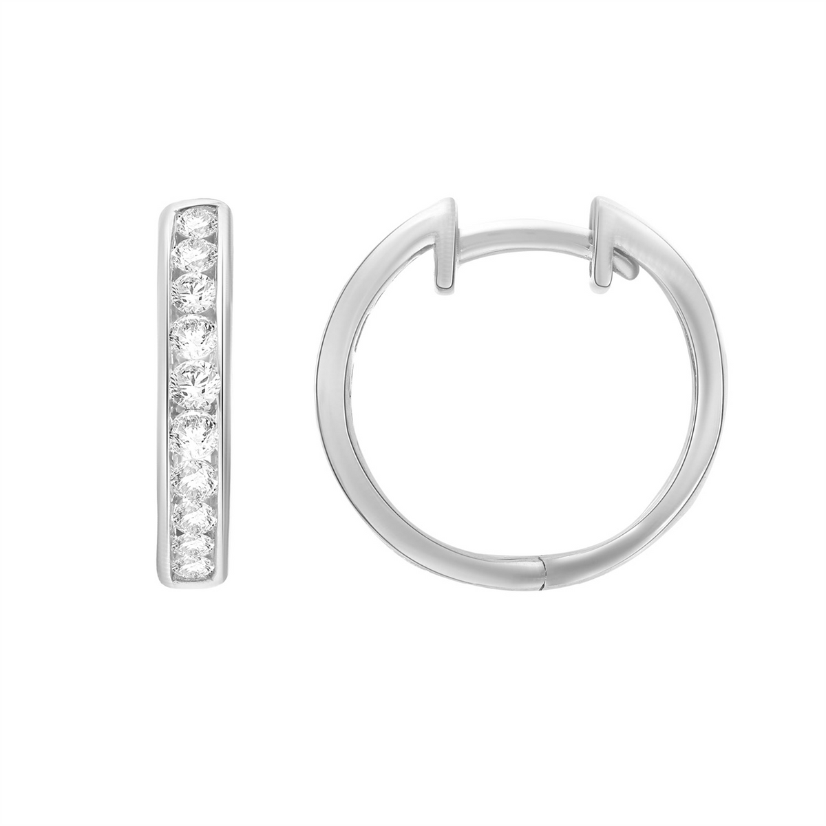 9ct White Gold 0.50ct FVS Lab-Grown Diamond Channel-Set Huggie Earrings