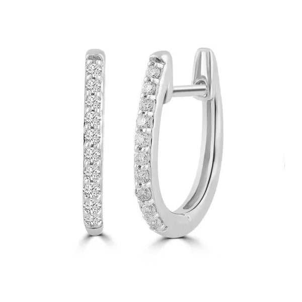 9ct White Gold Diamond Set Huggie Earrings 0.25ct