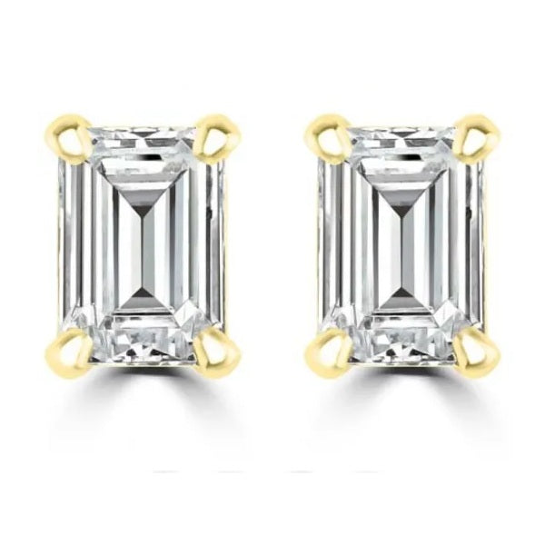 9ct Yellow Gold Emerald Cut Diamond Stud Earrings 0.20ct