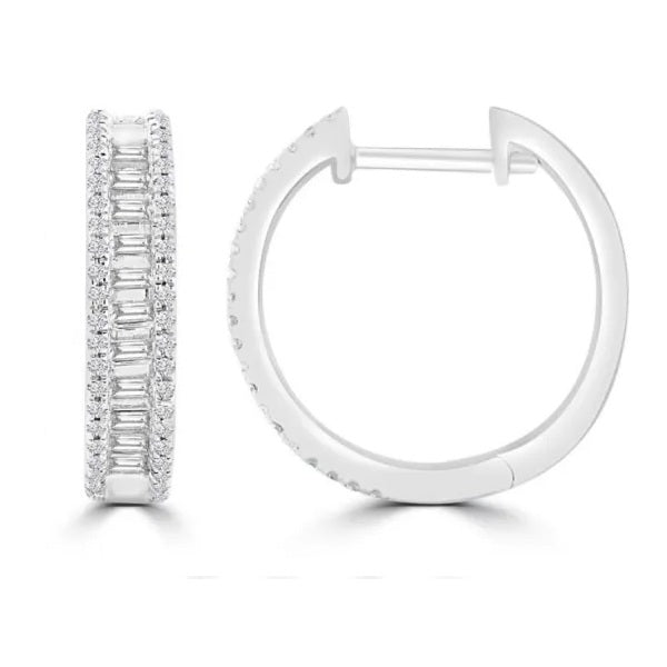 9ct White Gold Diamond Set Huggie Earrings 0.30ct