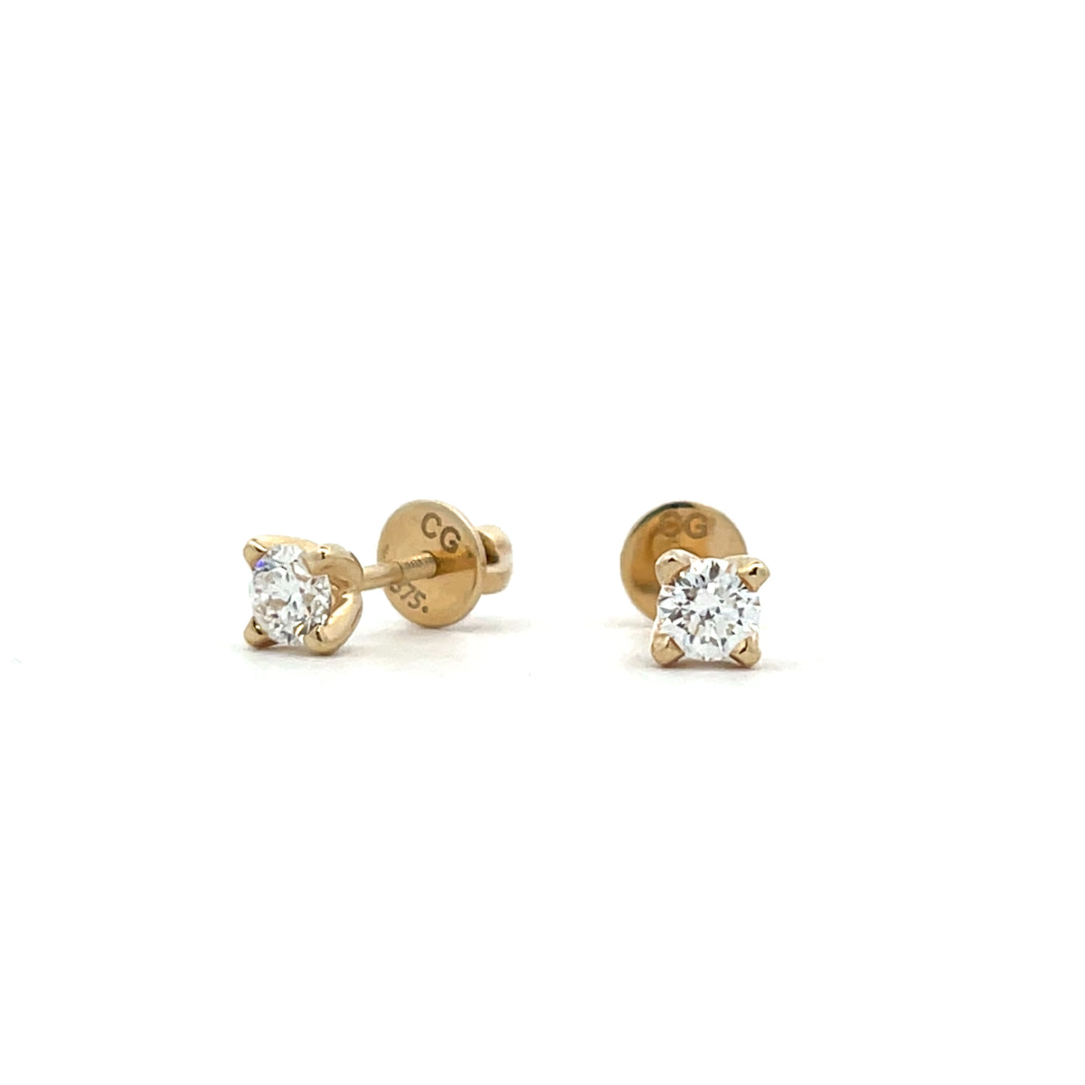 9ct Yellow Gold Diamond Stud Earrings 2=0.41ct