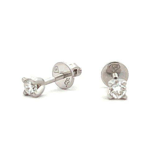 9ct White Gold Diamond Stud Earrings with Threaded Post 2=0.22ct