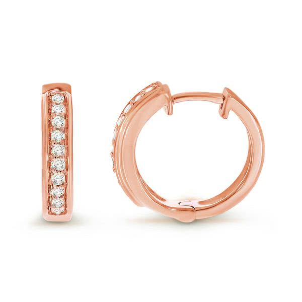 9ct Rose Gold Claw Set Diamond Huggie Earrings 20=012ct GSI