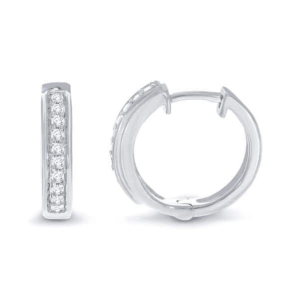 9ct White Gold Claw Set Diamond Huggie Earrings 20=0.12ct GSI