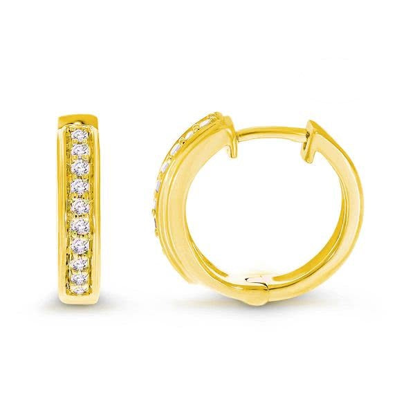 9ct Yellow Gold Claw Set Diamond Set Huggie Earrings 20=0.11ct