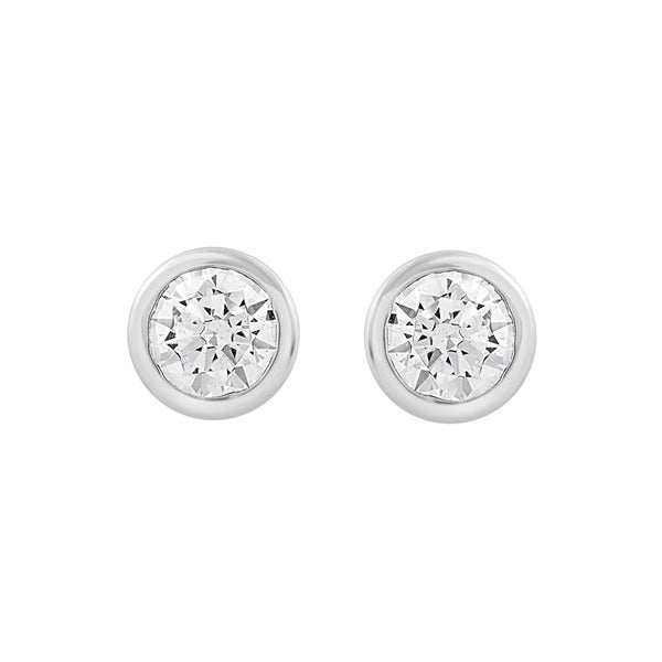 9WG Lab Grown 2=1ct EVS Bezel Set Studs - IGI Cert