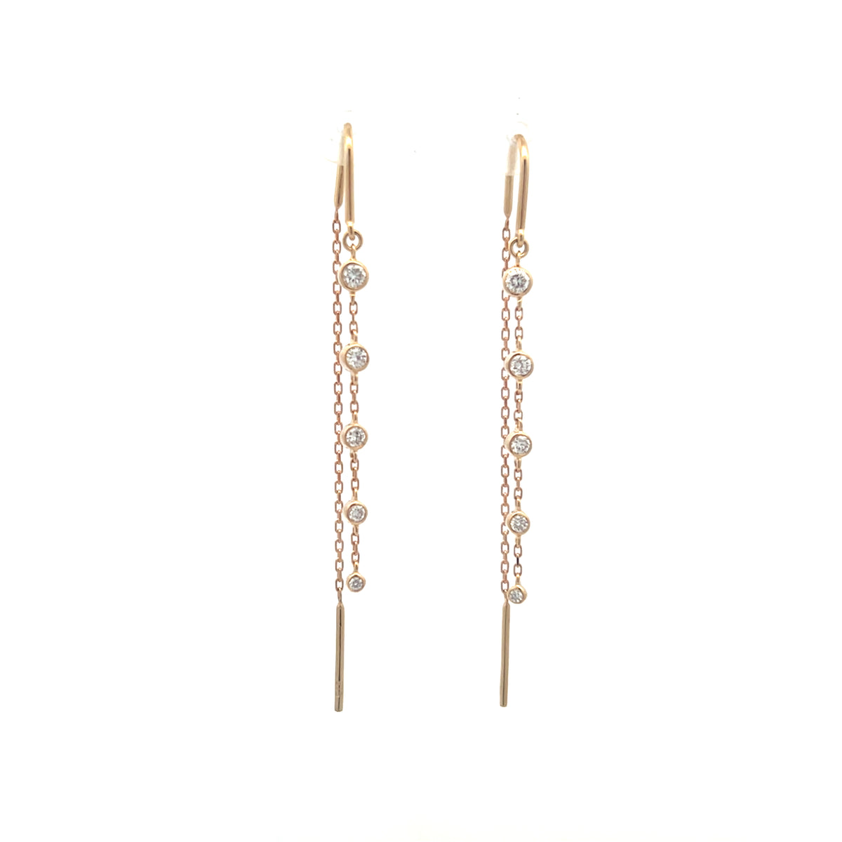 9ct Yellow Gold Bezel Set Thread Earrings