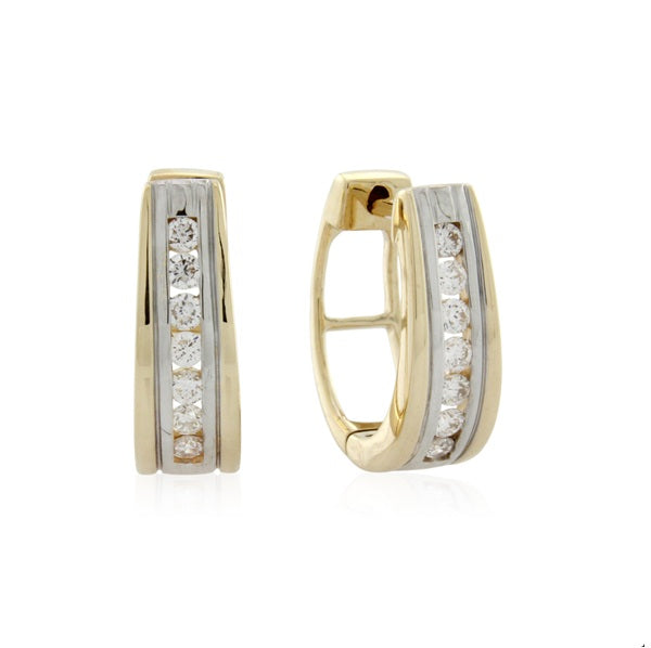 9ct Yellow Gold 0.25ct LG Diamond Channel Set Huggie Earrings