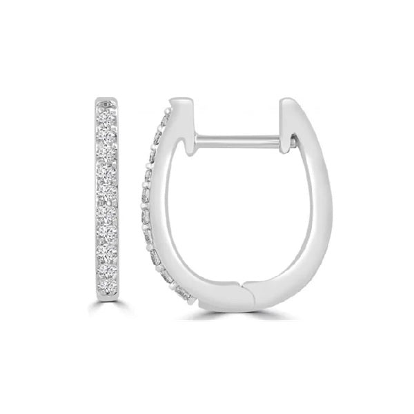 9ct White Gold Natural Diamond Huggies TDW=0.15ct