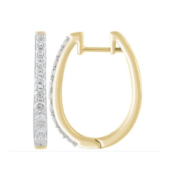 9ct Yellow Gold Natural Diamond Huggies TDW=0.75ct