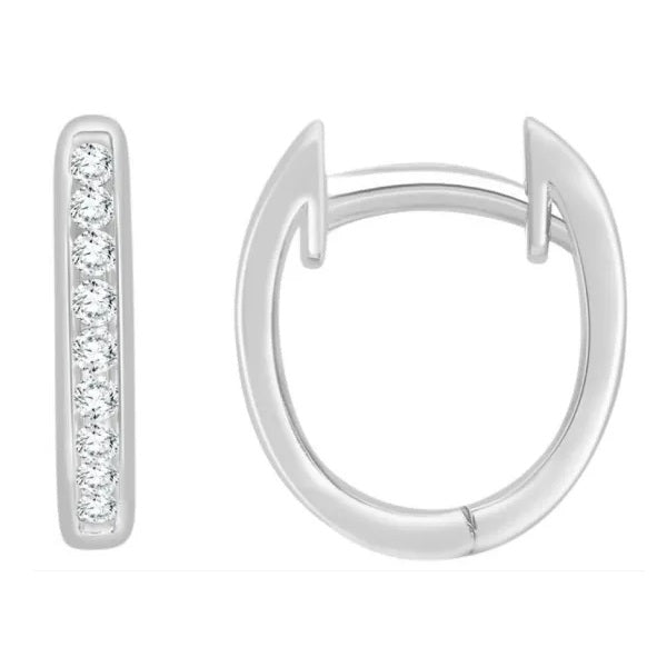 9ct White Gold 0.15ct FVS Lab Grown Diamond Channel Set Huggies