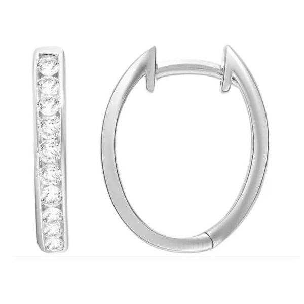 9ct White Gold 0.50ct FVS Lab Grown Diamond Channel Set Huggies