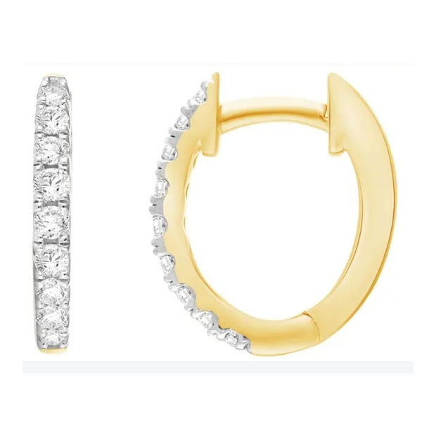 9ct Yellow Gold 0.25ct FVS Lab Grown Diamond Claw Set Huggies