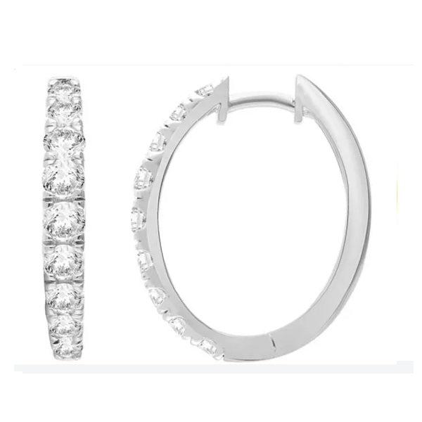 9ct White Gold 1.50ct FVS Lab Grown Diamond Claw Set Huggies