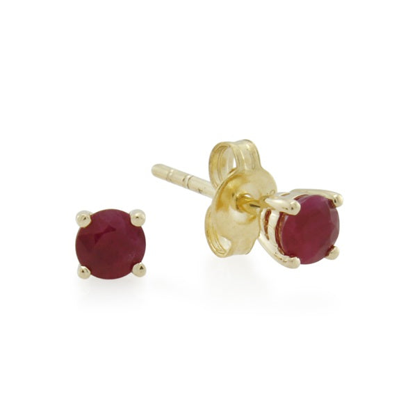 9ct Yellow Gold Ruby 4mm Round Claw Set Stud Earrings
