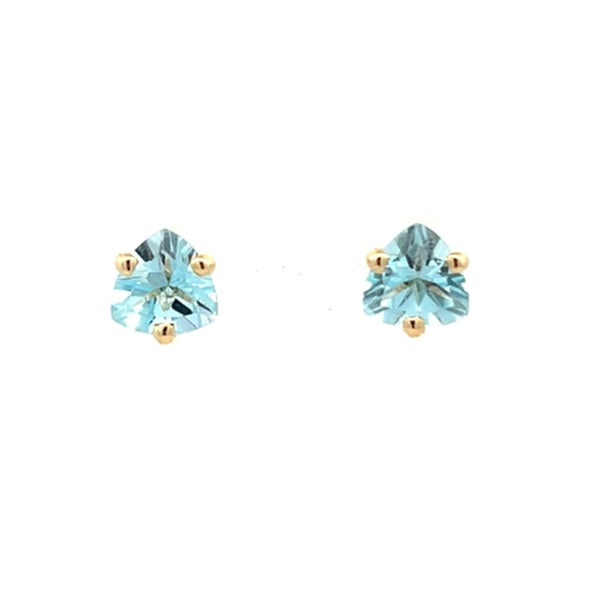 9ct Yellow Gold Trillion Cut Sky Blue Topaz Stud Earrings