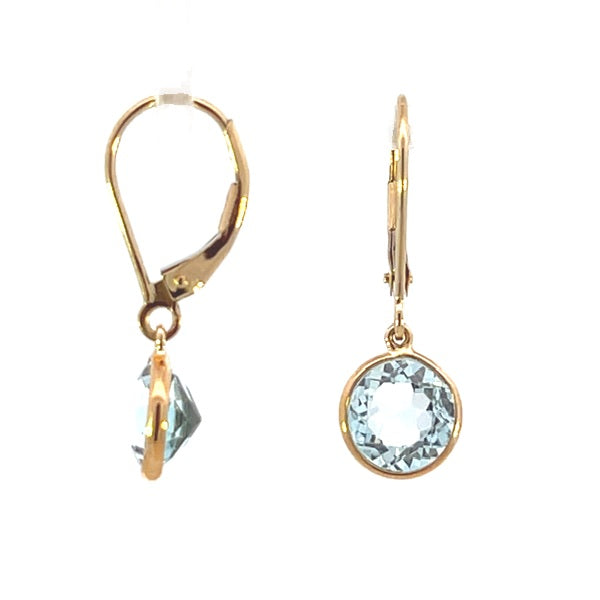 9ct Yellow Gold Checkerboard Cut Topaz European Hook Earrings