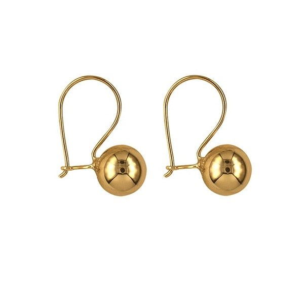 9ct Yellow Gold 8mm Euro Ball Earrings