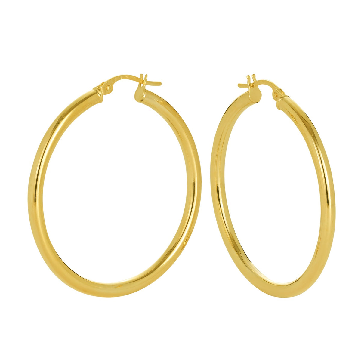 9ct Yellow Gold Plain Round Tube 2.5mm, 30mm Hoop Earring