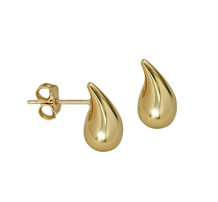 9ct Yellow Gold Teardrop Stud Earrings