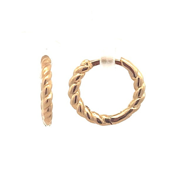 9ct Yellow Gold Rope Huggie Earrings