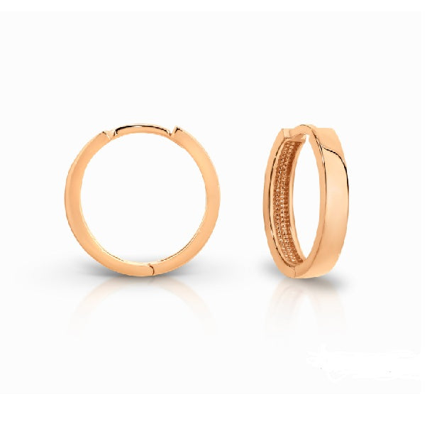 9ct Rose Gold Square Profile Huggie Earrings