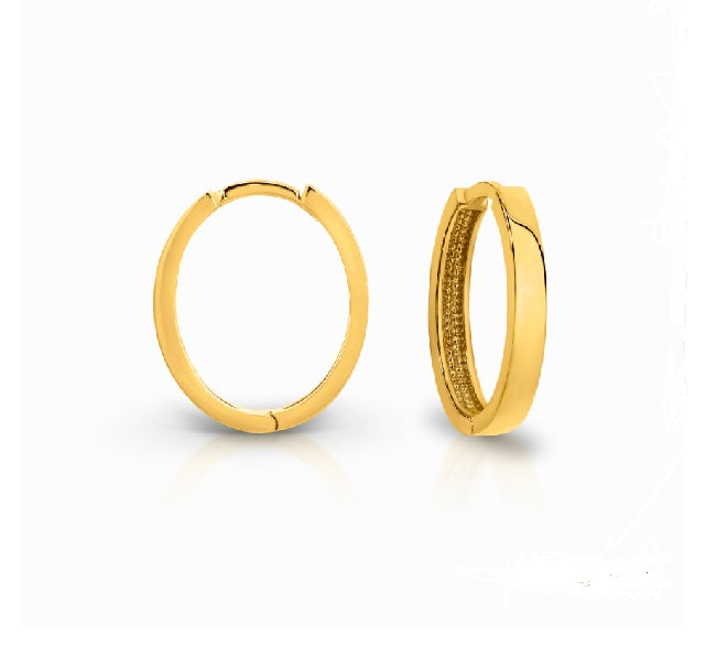 9ct Yellow Gold Square Profile Huggie Earrings