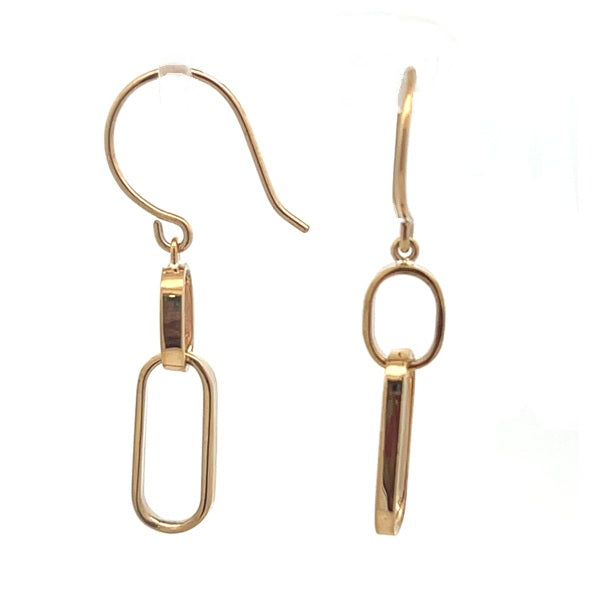 9ct Yellow Gold Paperclip Shepherd Hook Earrings