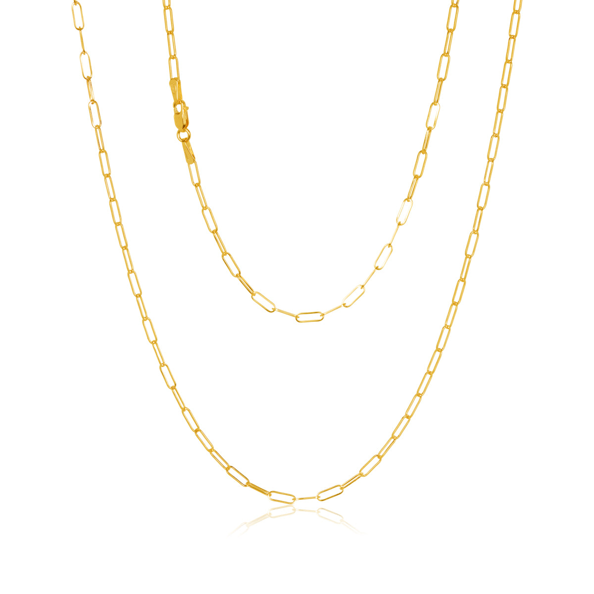9ct Yellow Gold Paperclip Link Chain 50cm