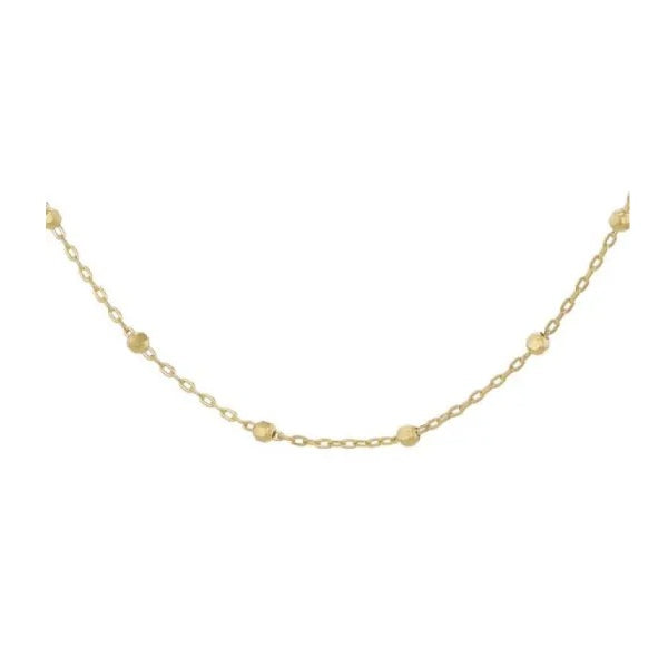 9ct Yellow Gold Trace and Ball Chain Necklace 45cm