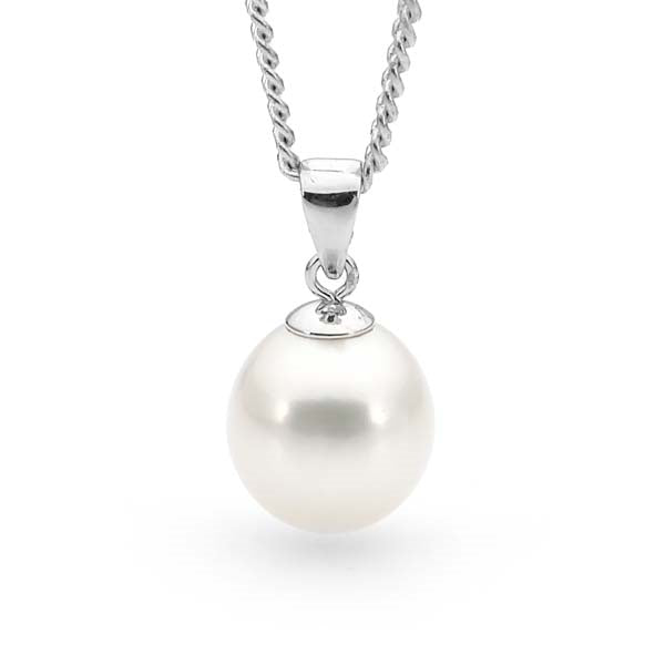 Ikecho 9ct White Gold 9-9.5mm White FWP Pendant